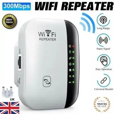 WiFi Signal Extender Range Repeater Booster Internet Amplifier 300Mbps UK Plug • £14.99