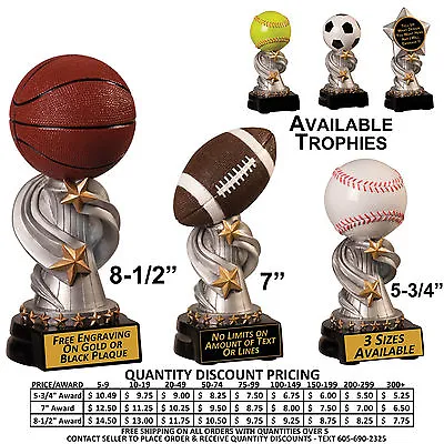 $10.49 • Buy Ball Top Awards Trophy - All Sports - Free Custom Plaque - Football Softball