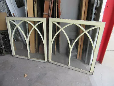 ~ 2 Antique Gothic Window Sashes ~ 34.75 X 35.25 ~ Architectural Salvage • $325