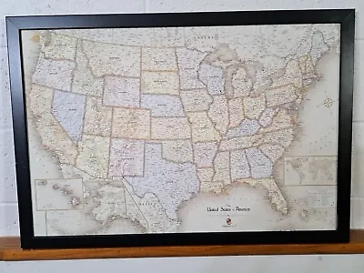 USA Map Magnetic Black Frame W32.5  H22  Outlook Maps ( No Mounting Hardware) • $52