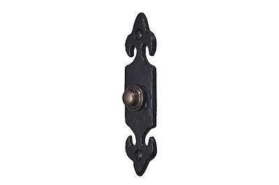 Fleur De Lys Black Iron And Brass Door Bell Push –  120mm X 30mm • £24.99