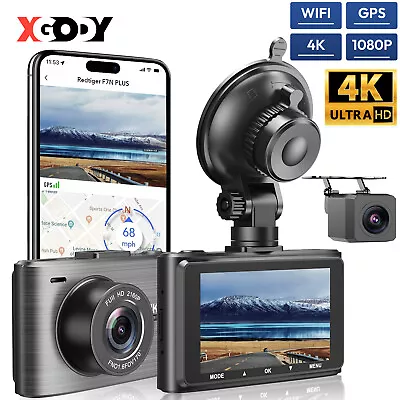 XGODY Dash Cam 4K 3840Px2160P HD Car DVR Front And Rear GPS WIFI Reverse Camera • $79.99