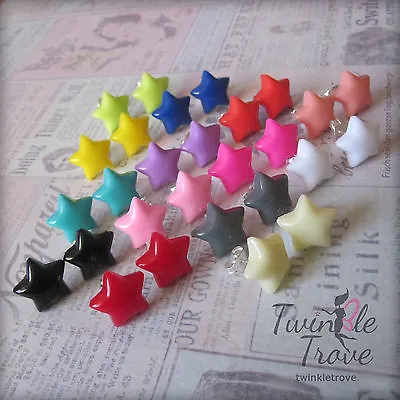 Retro Colour Block Star Stud Earrings.  Silver Plated. Cutesy & Kitsch Style  • £1.49