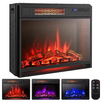 25  Electric Fireplace Freestanding & Recessed Heater Log Flame Remote 1350W • $179.99