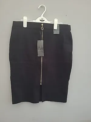 Black Pencil Skirt Size 14 New With Tags Zip Front • £4.95