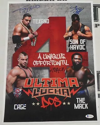 Texano Jr Willie Mack Son Of Havoc Brian Cage Signed 11x17 Poster BAS COA Lucha • $89.99