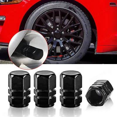 $10.84 • Buy 4Pcs BLACK Work Tire Air Valve Stem Aluminum Caps Wheel Car For Ford Mustang