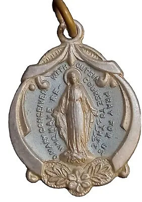 Antique Religious Silver Pendant. Saint Virgin Mary. Miraculous Medal 1820 RARE! • $149.99