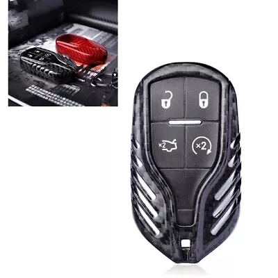 Car Remote Start Key Cover For 2013+ Maserati MSA W/ Keychain Black Carbon Fiber • $109.67