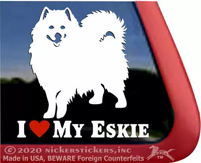 I Love My Eskie | High Quality American Eskimo Dog Vinyl Window Decal Sticker • $8.99