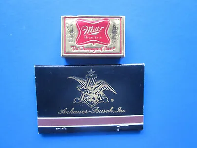 Rare  Miller High Life &  Anheuser  Bush  Match Book Covers  With  The  Matches. • $9.94