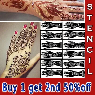 Large Henna Stencils Hand Mandala Temporary Tattoo Mehndi Template Lace Body Art • £3.98