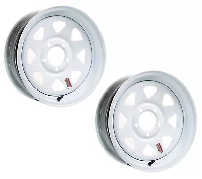 Two Trailer Rims Wheels 13 In. 13X4.5 5 Lug Hole Bolt White Spoke Design • $77.97