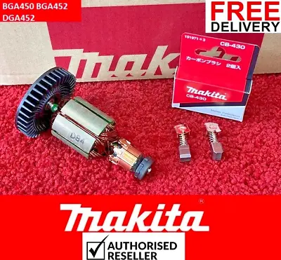 GenuineMakita Angle Grinder Motor Armature & Brush 18V For BGA450 BGA452 DGA452 • £25.86