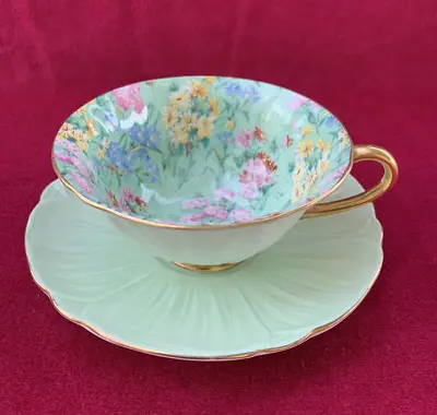 Shelley English Bone China Teacup/saucer Hydrangeas Melod Chintz Oleander Shape • $99.99