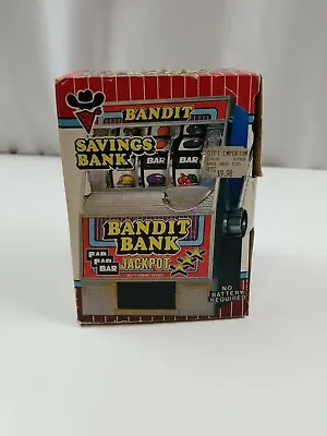 Vintage Las Vegas Bandit Bank Mechanical Slot Machine & Savings Bank W/Box Rare • $22.70