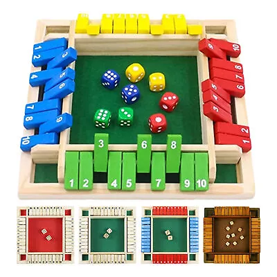4 Players Shut The Box Dice Game Wooden Board Game For Kids Adults Tabletop Fun • $20.92