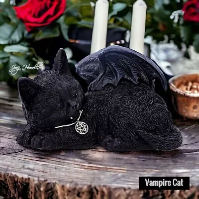 Vampire Cat Figurine Sculpture Ornament Gothic Pagan Wiccan Home Art Decor Gift  • £16.50