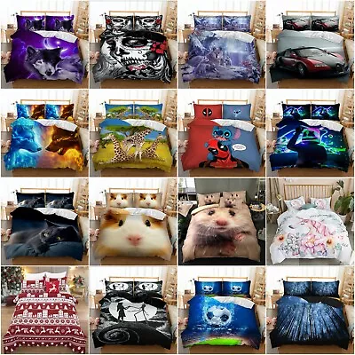 £20.99 • Buy Skull Wolf Animals Duvet Cover With Pillow Cases Bedding Set Single Double King