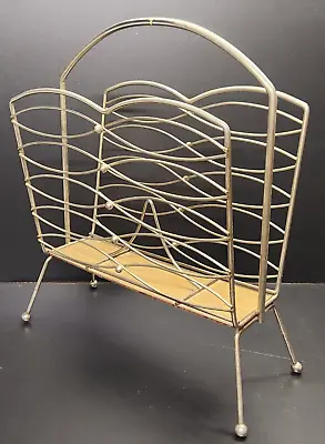 VTG MidCentury Magazine Record Vinyl Rack Stand Holder Ball Feet MCM Atomic • $49.99