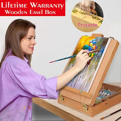 Wooden Easel Artist Painting Box Sketch Portable Table Folding Drawing Stand DIY • £23.68