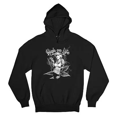 High On Life Sweatshirt Marilyn Monroe Holding A Joint 420 Pop Culture Hoodie • $36.95