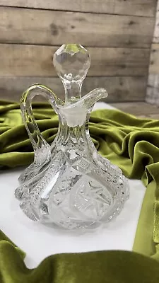 Beautiful Vintage Cruet Cut Glass Oil & Vinegar Decanter Bottle With Stopper 🩶 • $18.70