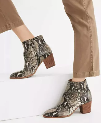 Madewell The Rosie Ankle Boot In Snake Embossed Leather MA435 Size 8 • $35