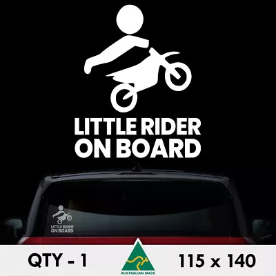 Little Rider On Board Sticker 140mm Baby Bike Boy Girl Ute 4x4 Car Window Decal • $6.50