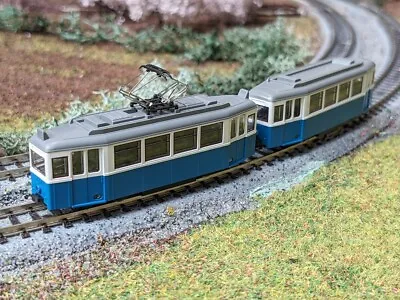 KATO Tram Urban Motorized Blue & Trailer Used IN Italy Scale N 1/160 • £79.04