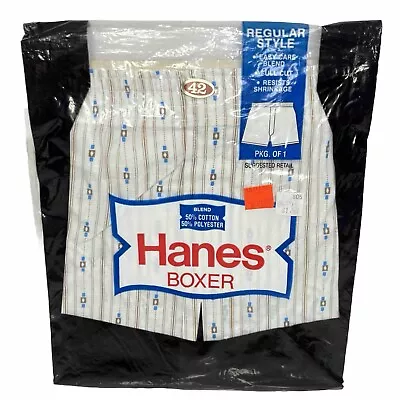 Vintage 1979 Hanes Mens Boxer Shorts Size 42 Waist NEW NIP Underwear Printed • $34.99