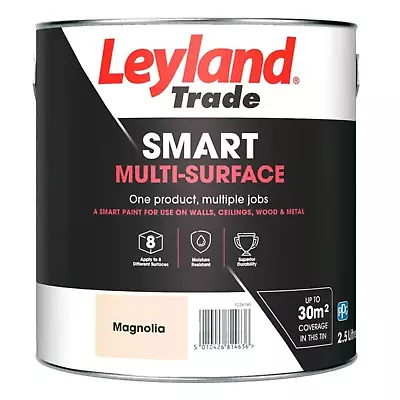 Leyland Smart Multi Surface Paint  Wall Ceiling Metal Wood Grey Magnolia White • £12.99