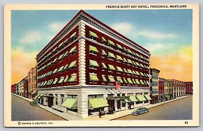 Frederick MD - Francis Scott Key Hotel - Corner - Cars - Flag • $5.35