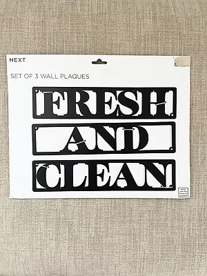 NEXT Set Of 3 Wall Plaques/bathroom Wall Signs Fresh And Clean Christmas Gift • £15