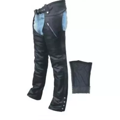 Premium Black Leather Zip Out Lined Motorcycle Chaps • $192