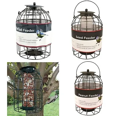 Hanging Metal Bird Feeder Squirrel Proof Seed Peanut Fat Ball Wild Bird Feeding • £9.90