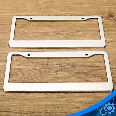 New 2PCS Chrome Stainless Steel License Plate Frame Tag Cover + Screw Caps • $6.90