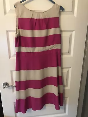 Coast Pink & Cream Stripe Dress 14 • £5