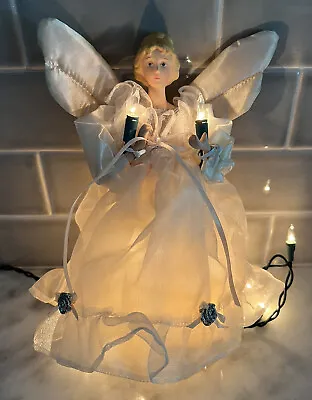 Vintage Angel Christmas Tree Topper With Clear Lights • $18.90