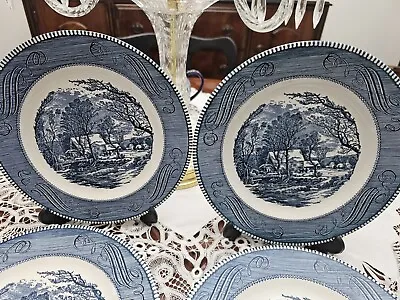 ROYAL IRONSTONE 4 Dinner Plates- Vintage - Royal Ironstone China USA- Blue White • $39