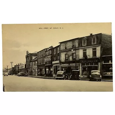 Mill Street Mt Holly NJ Postcard Vintage Local Storefronts Pep Boys Krupnicks • $14.95