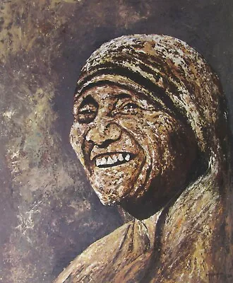 MOTHER TERESA Portrait Art Print 22x18 Catholic Nun Mhiripiri Gallery Signed VTG • $29.99