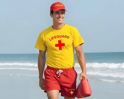 Lifeguard Mens Fancy Dress Costume T-shirts + Shorts + Cap • £24.95