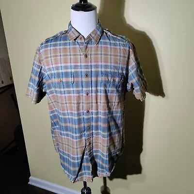 Ralph Lauren Short Sleeve Button Front Plaid Shirt XXL Epaulettes Vintage • $7.99
