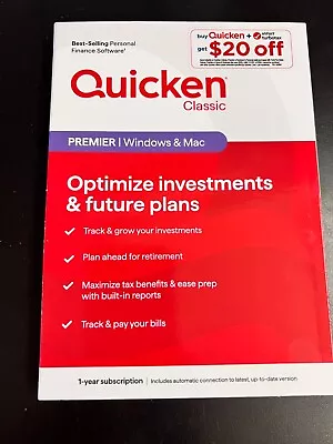 Quicken Classic Premier 1-Year Subscription Windows /Mac 2152 • $64