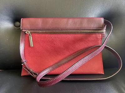 Victoria Beckham Red And Maroon Leather Crossbody Purse Bag #38  • $100