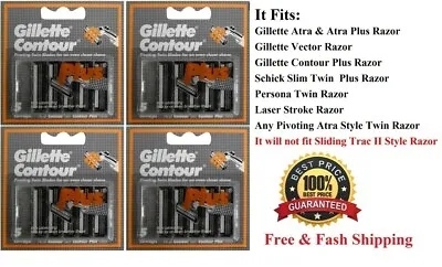 20 Gillette Contour Plus Blade Cartridge Refills Fit Atra Schick Slim Twin Razor • $43.82