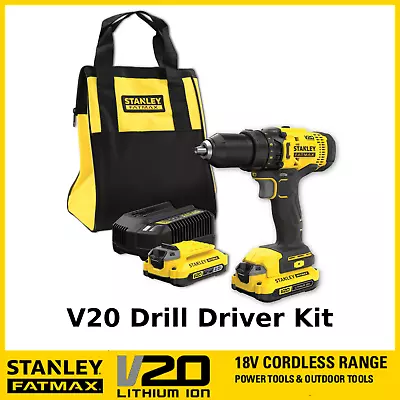 18v Stanley Fatmax V20 Drill Driver Kit 2.0ah Kit 2x Batteries & Charger & Bag • $195