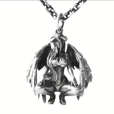 Jewelry Vintage Silver Color Sexy Devil Angel Woman Gothic Pendant Necklace • $12.58