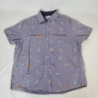 Tropical Surf Blue Casual Button Up Collared  Tee With Pockets Size XXLarge • $11.99